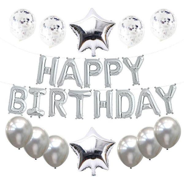 Happy Birthday Party Balloons | Silver