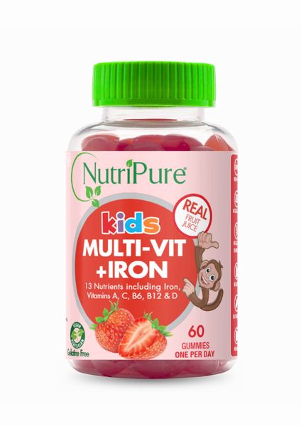 Nutripure Kids Multivitamin with Iron, Vit A, C, B6, B12 &amp; D (60s)