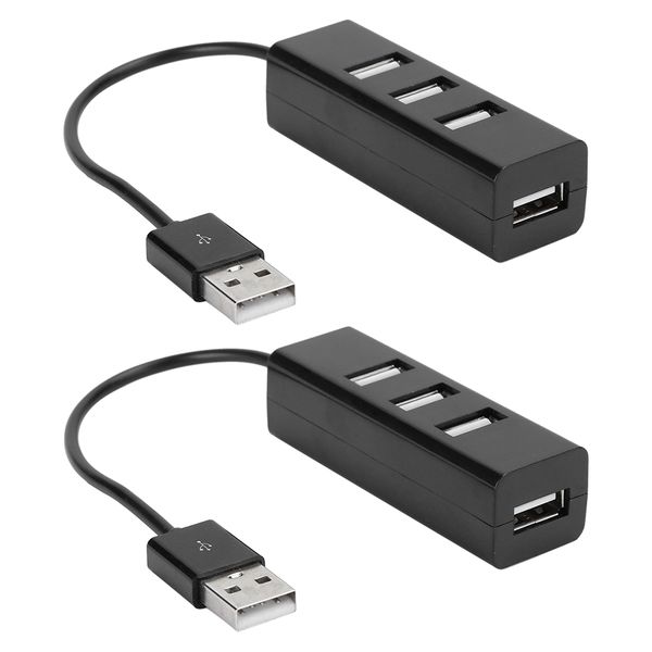 2pieces USB2.0 Hub 1-to-4 Port for pieces/Laptop Black