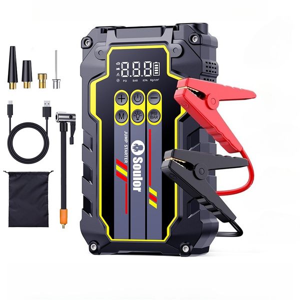 Soulor 2-in-1 Car Jump Starter with Air Compressor &amp; Digital Tire Inflator