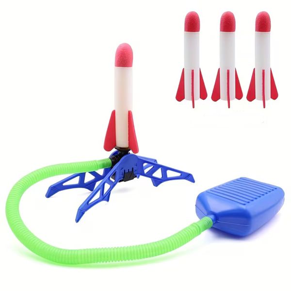 Rocket foot-operated launcher, battery-free interactive foot-operated toy