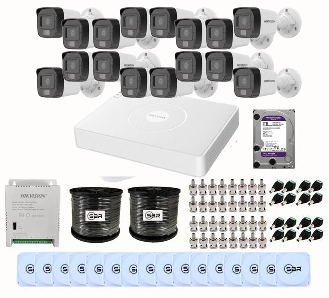 Hikvision 16CH Smart Hybrid Light Kit - 2TB - New SBR Bundle