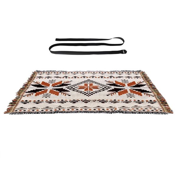 130 x 180 cm Knitted Camping Blanket Mat for Outdoor with Binding Strap