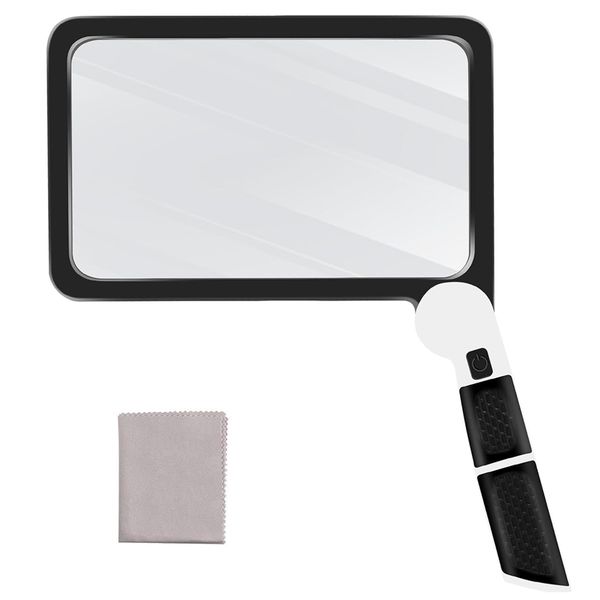 5X Magnifying Glass with Light,Lightweight Full Page Magnifier for Reading