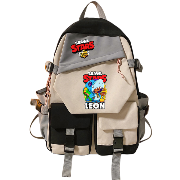 Student Bcakpack Brawl Stars Leon Color Blocking Game Merchandise Schoolbag