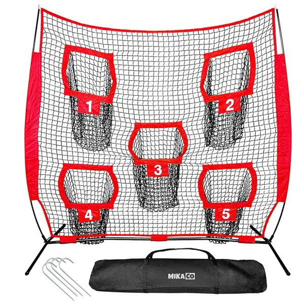 MIkaco 7'x7' Portable Football Throwing Net with 5 Target Pockets