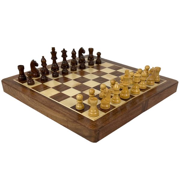 Solid Wood Magnetic Folding Travel Chess Set - 30cm