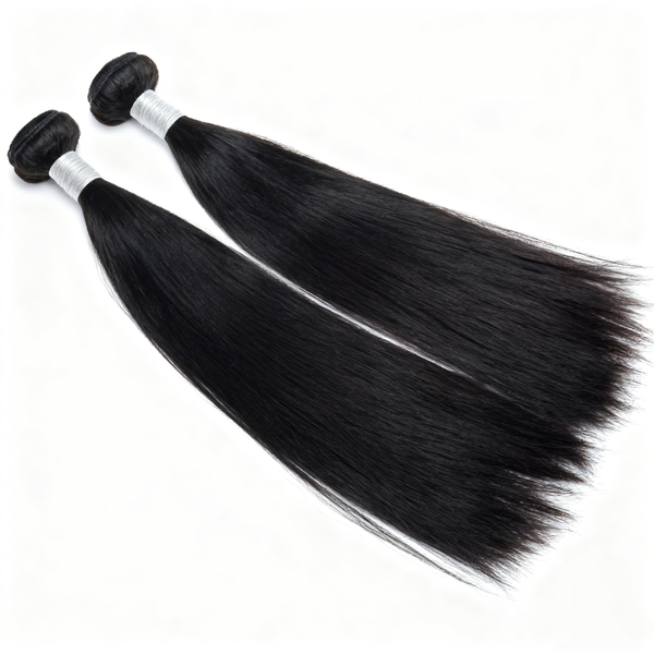 100% Human Hair Piece Extensions Straight Weave 20 Inch Black Natural Color