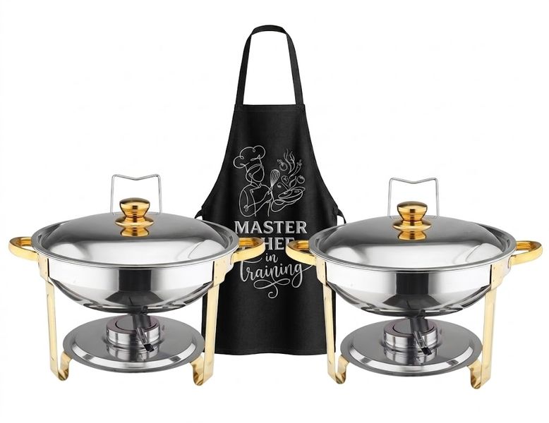 2 Piece Luxurious Chafing Dish -Premium Food Warmer with Master Chef Apron