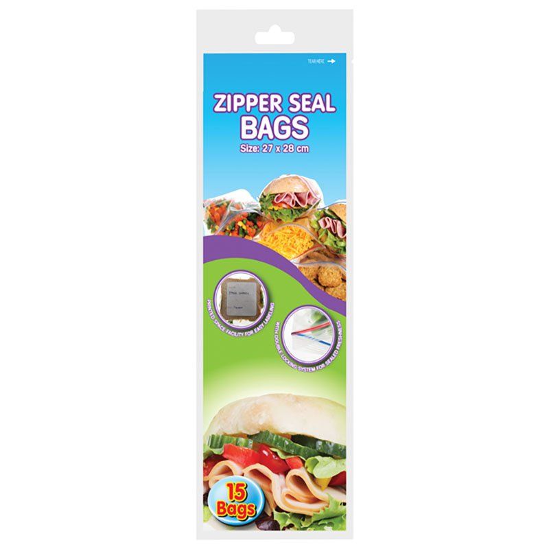 Sandwich Bag 15 Piece Zipper Seal 27cm x 28cm Disposable 4