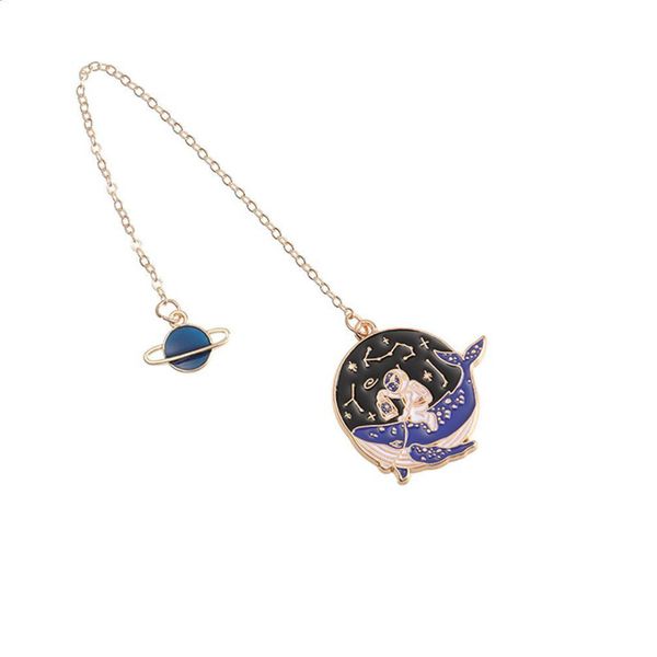 Creative Metal Astronaut Bookmark with Cute Kawaii Chain - Style 1