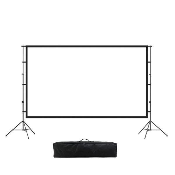 Projector Screen 100 Inch Portable with Stand &amp; Storage Bag Foldable 16:9