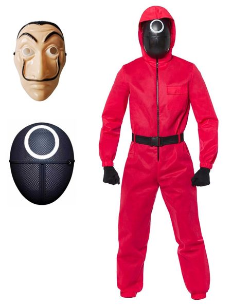 Money Heist / Squid Game Jump Suit With Money Heist &amp; Squid Game Mask
