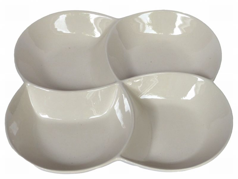 Set of 2 White Dish with 4 Divisions