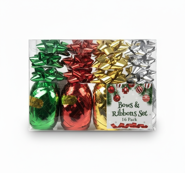 Christmas Ribbon and Bow Gift Wrapping Set 16 Piece