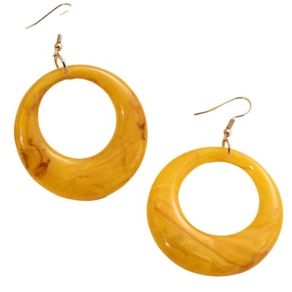 Po'di Grazia -Hollow Out Yellow Round Drop Earrings , Gift Set