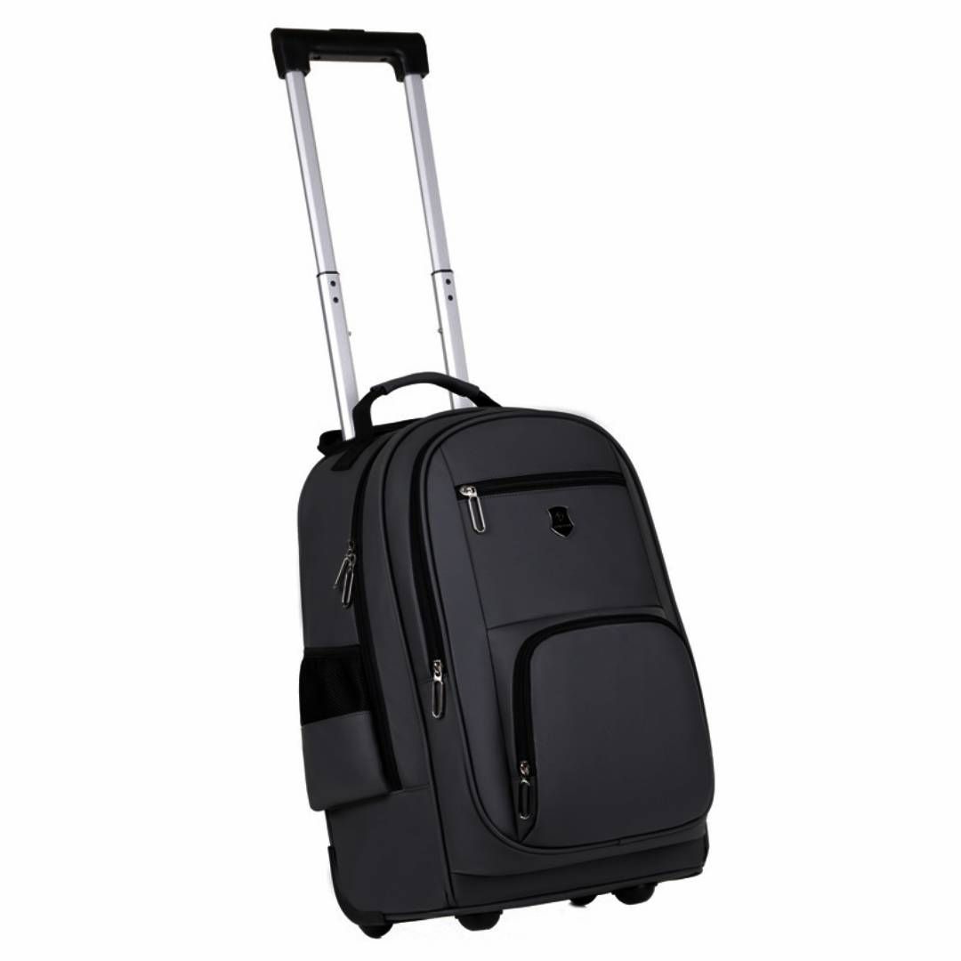 Large Trolley Rolling Backpack with Telescopic Handle and Hard Base