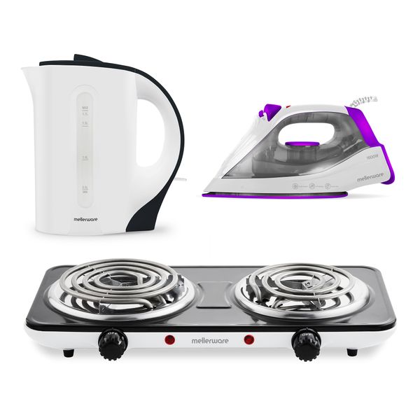 Mellerware 3 Piece Kettle+Hotplate+Steam Iron