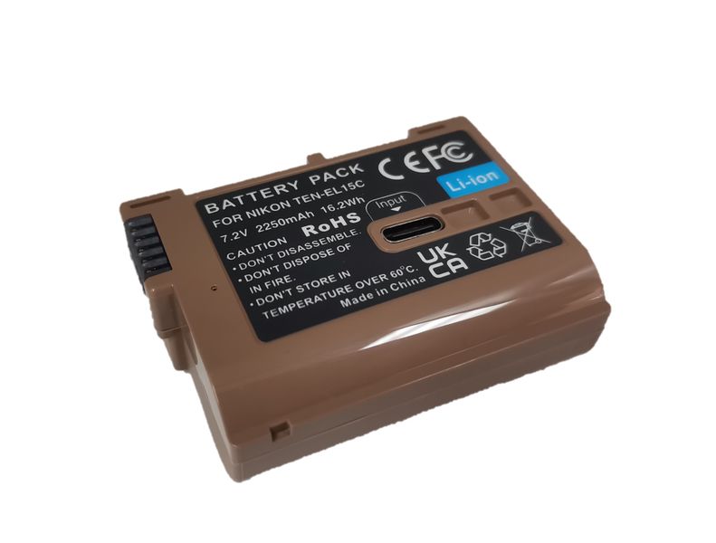 Replacement Battery for Nikon EN-EL15c with Type-C Charger Slot - 2250mAh