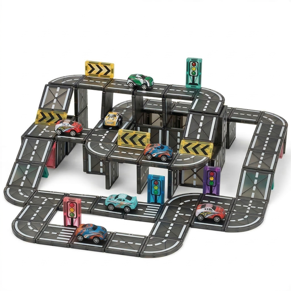ZNZ Mart - Magnetic Tile Race Track - STEM Educational DIY Toy - 81 Pieces