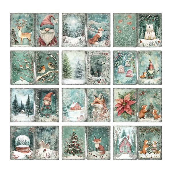 Forest Christmas Snowflake Fox Background Scrap booking Paper
