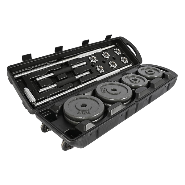50kg Barbell Weights Set with Carrying Case-Adjustable Dumbbell and Barbell