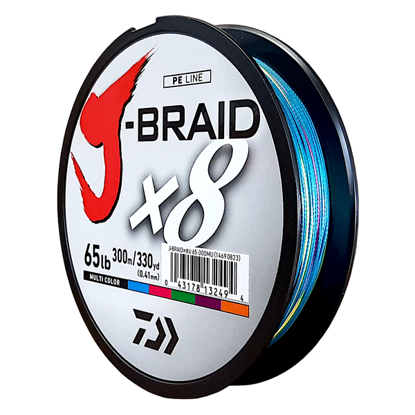 Daiwa J-Braid X8 Multi-Colour 65LB .41MM 300m Spool