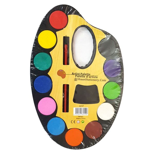 Artist Water Colour Paint Palette with Small Paint Brush