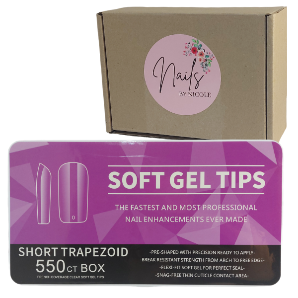 Soft Gel Tips - Full Cover Short Trapezoid - 550 Piece - Nails by Nicole