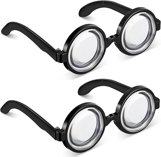 Funny Round Glasses for Cosplay, Novelty Magic Nerd Glasses - 2 Piece