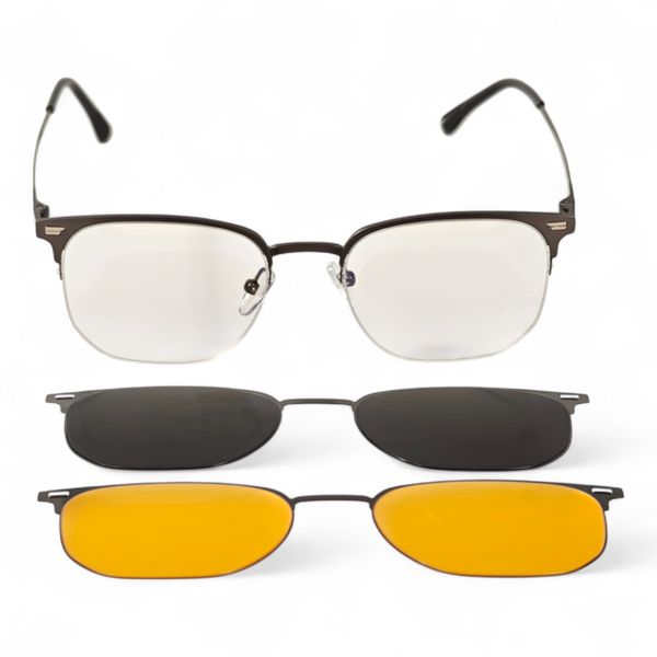 Model 7653 | Men's Anti-Blue Light Glasses with Magnetic Clip-On Lenses