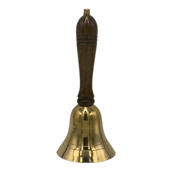 Hand Bell 16cm Wooden Handle Gold