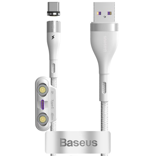 Baseus 5A - 1m Magnetic USB-A to Lightning + USB Type-C + MicroUSB Cable