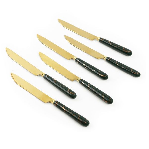 Black And Gold Knifes Set - SK128 - 6 Piece