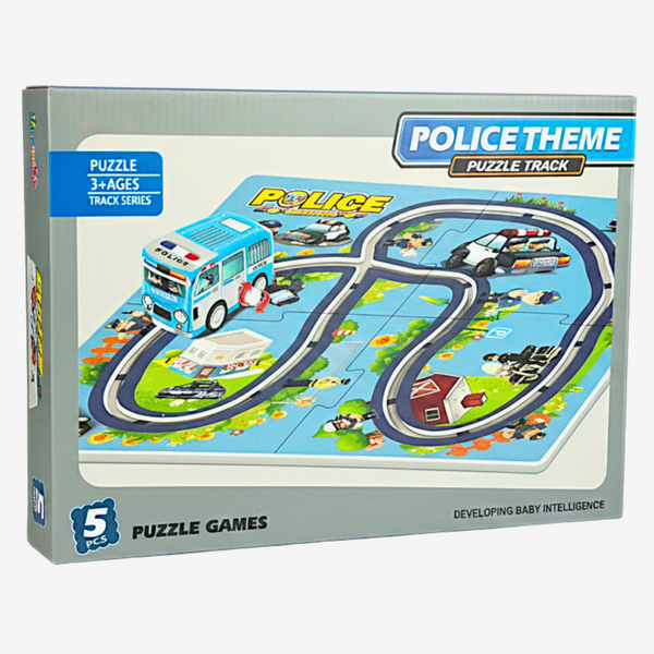 DIY Police Puzzle Track Set - Wind-Up Car Educational Toy