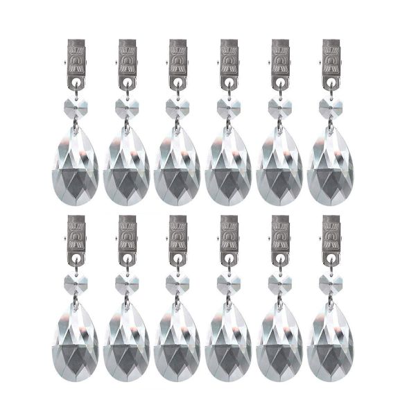 12 Pieces Tablecloth Weights Crystal Table Cover Pendant with Metal Clip