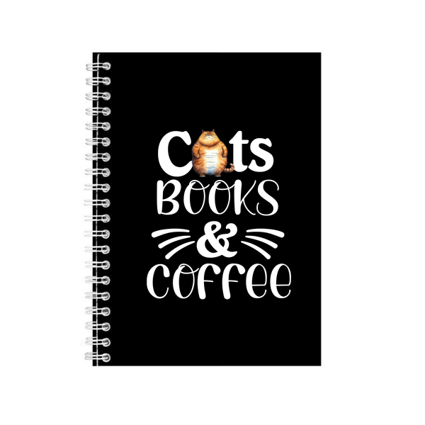 Cats Books Coffee A5 Notebook for Lovers Funny Graphic Birthday Present 002