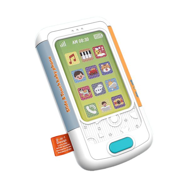 White Kids' Touchscreen Phone Toy with Lights, Music and Learning