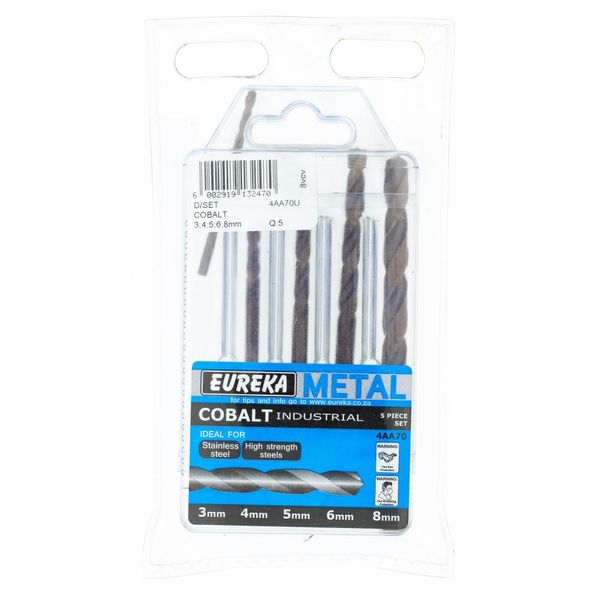 EUREKA DRILL BITS Cobalt 3;4;5;6;8mm SET for Metal 4AA70U