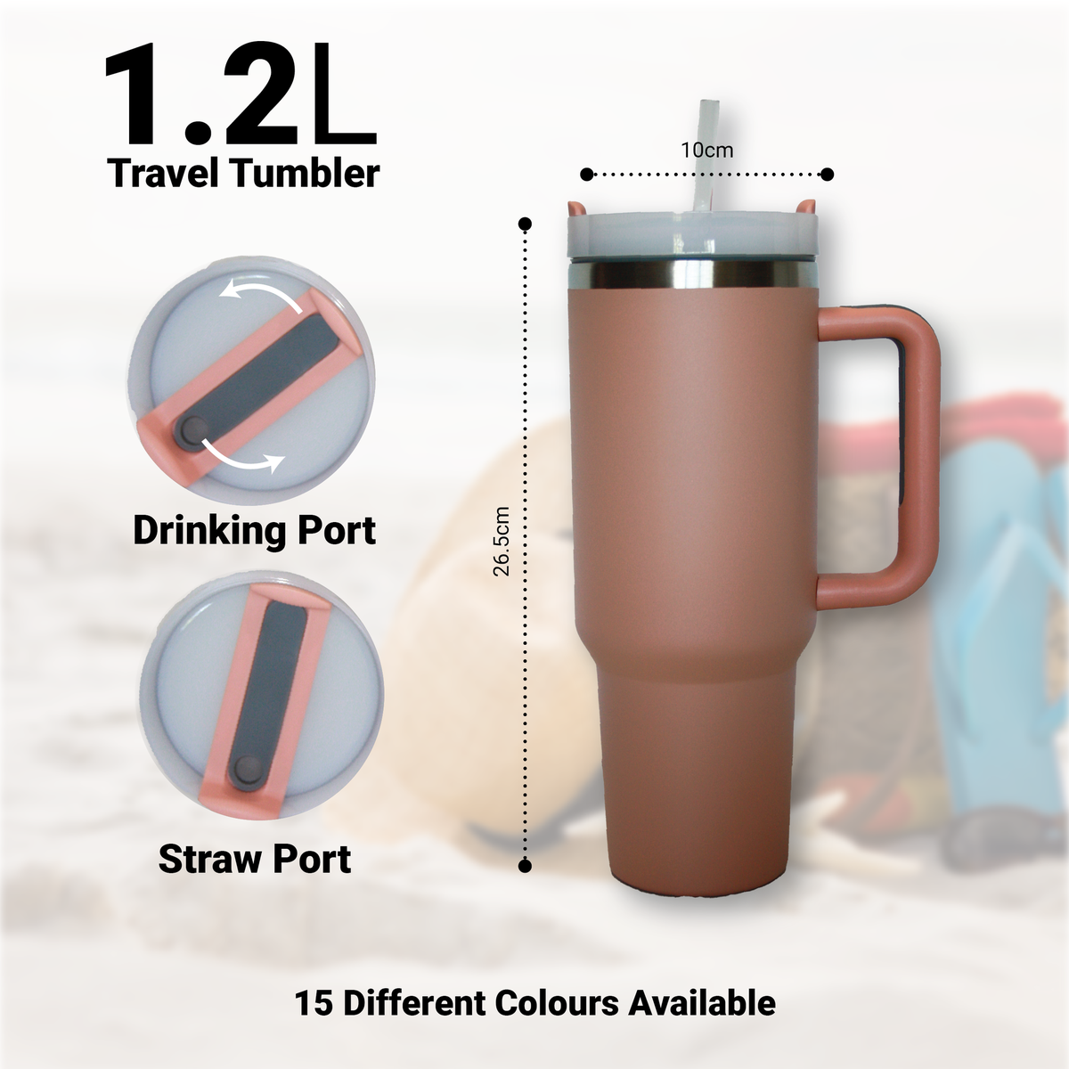 1.2L Tumbler with Handle, Straw & Lid, Stainless | Shop Today. Get