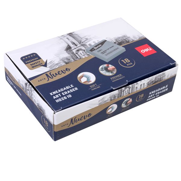 Deli Artist Kneadable Eraser Grey 42x42x12mm Display 18