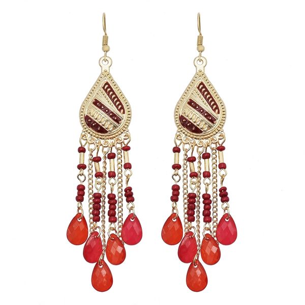 Bohemian Water Drop Tassel Earrings
