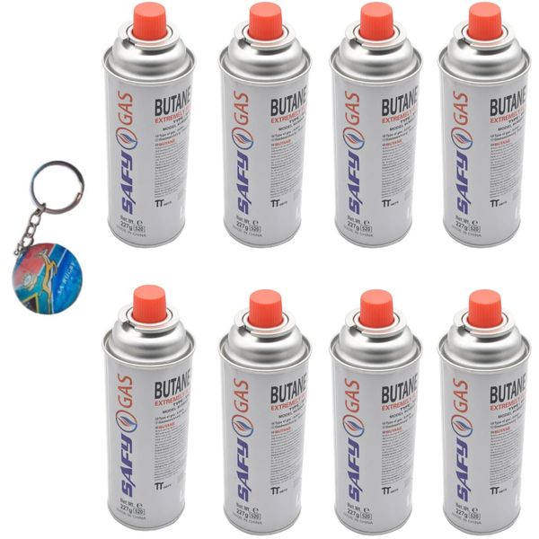 Butane Cans - 8 Pack &amp; Keyring