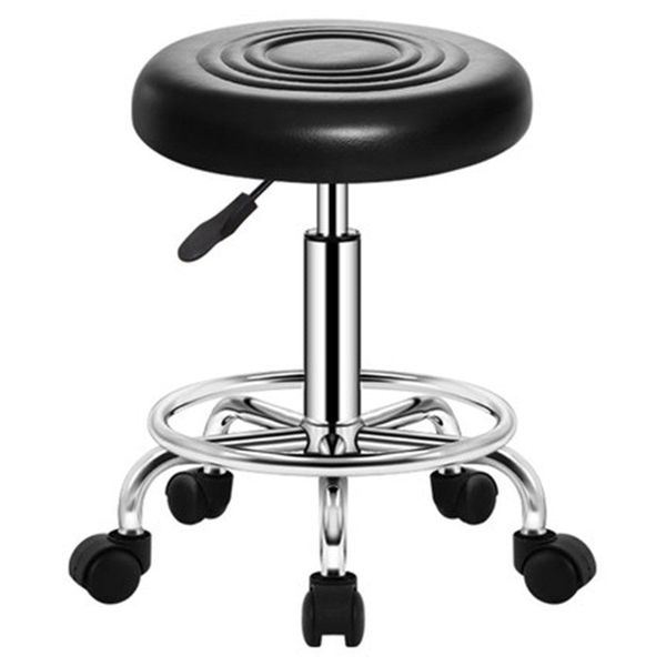 Adjustable Round Rolling Stool - Black