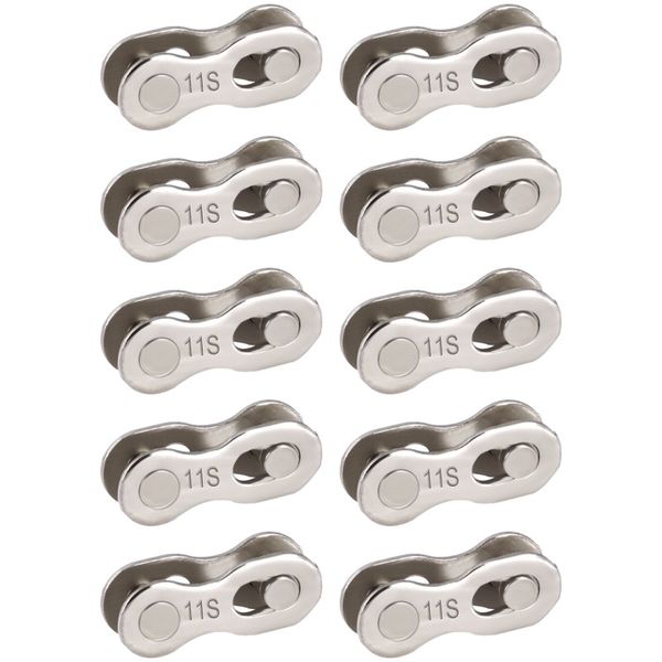 Fluir 10 Piece 11 Speed Silver Bicycle Chain Masterlinks Multipack