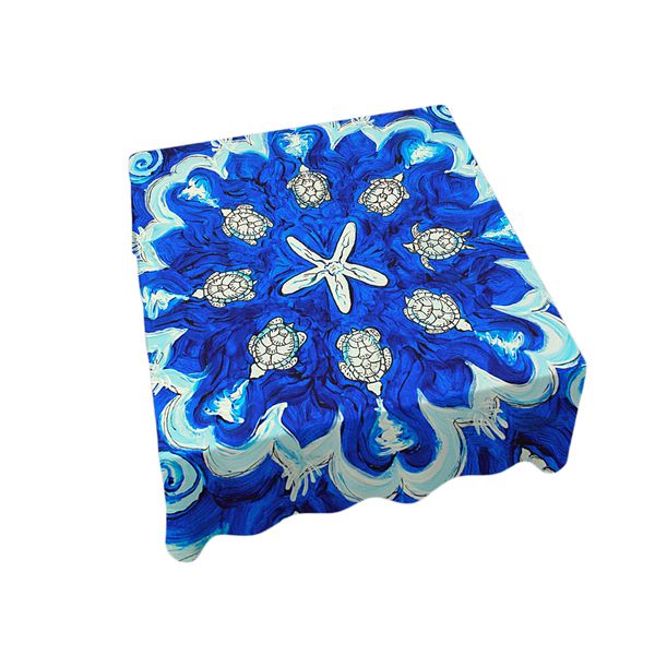 Turtles By Fiona Burdett Square Tablecloth