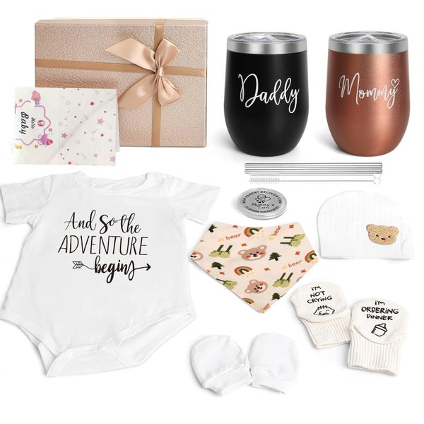 9 Pieces New Parents Gifts for Couples, Pregnancy Gifts for New Mom and Dad