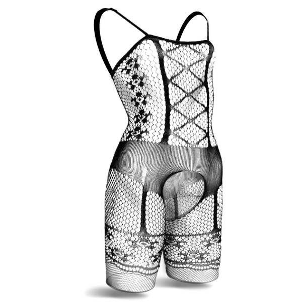 She-Woolf Hosiery, From Both Sides, Sleeveless Floral Front Detailed Body Stocking