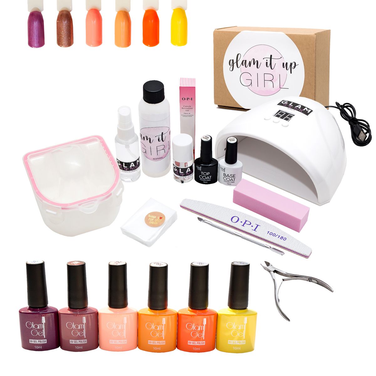 High Quality UV/LED Glam Gel Nail Polish Starter&Soak Off Kit Belle 19