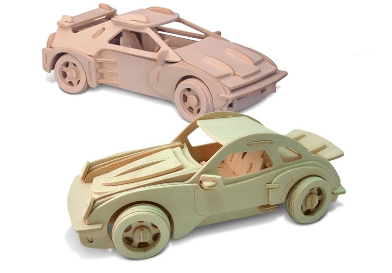 Sport Car Set Ferrari Porsche 3D Puzzle Wooden 3D Model